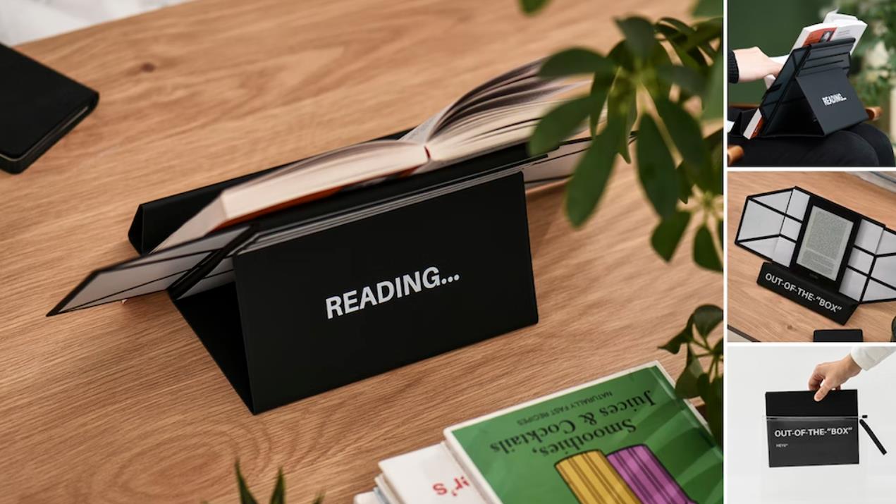 OUTOFTHE“BOX” Unique portable stand for books & eDevices Backercrew