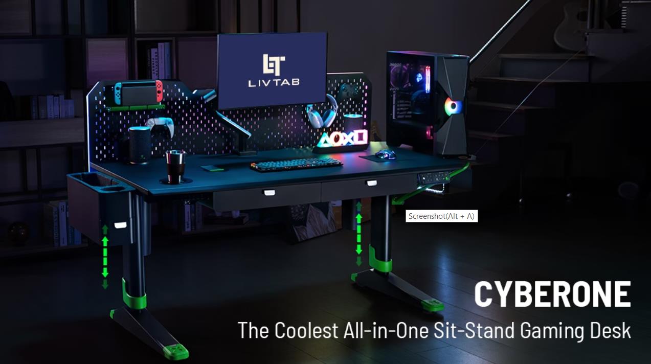 Livtab CyberOne- Coolest All-in-one Sit-Standing Gaming Desk