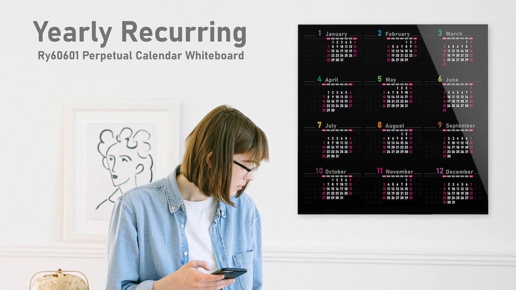 Yearly Recurring Perpetual Calendar Whiteboard Backercrew