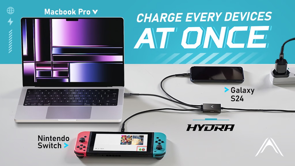 Led Backer Hydra : World’s First Triple Type-C 100W LED Cable - BackerCrew